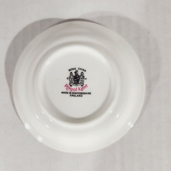 Royal Kent England Trinket Plate Dish Vtg Floral Pink Gold Trim 3.5in Poppy - Picture 3 of 4